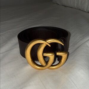 Gucci Dark Brown Belt with Gold GG Buckle
